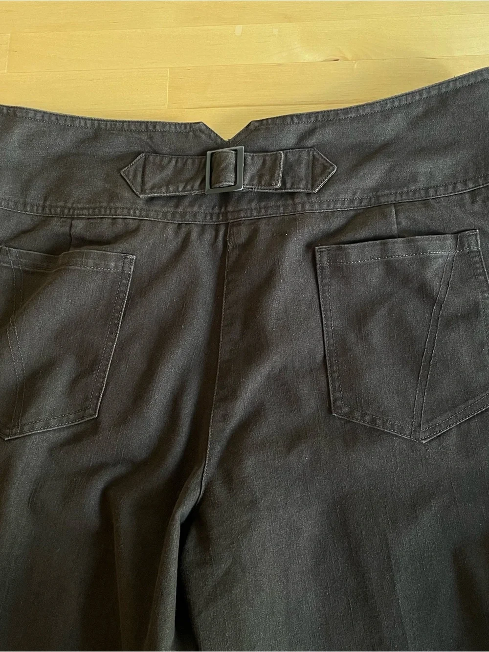 VTG Y2K Brown Flared Stretch Trouser Wide Waistband Side Button Tab Bootcut